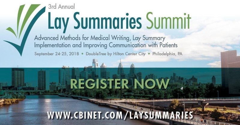 CBI’s 3rd Annual Lay Summaries Summit | September 24-15, 2018 | Philadelphia, PA